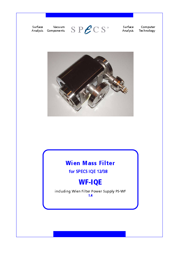 Wien Mass Filter for SPECS IQE 12/38 WF-IQE