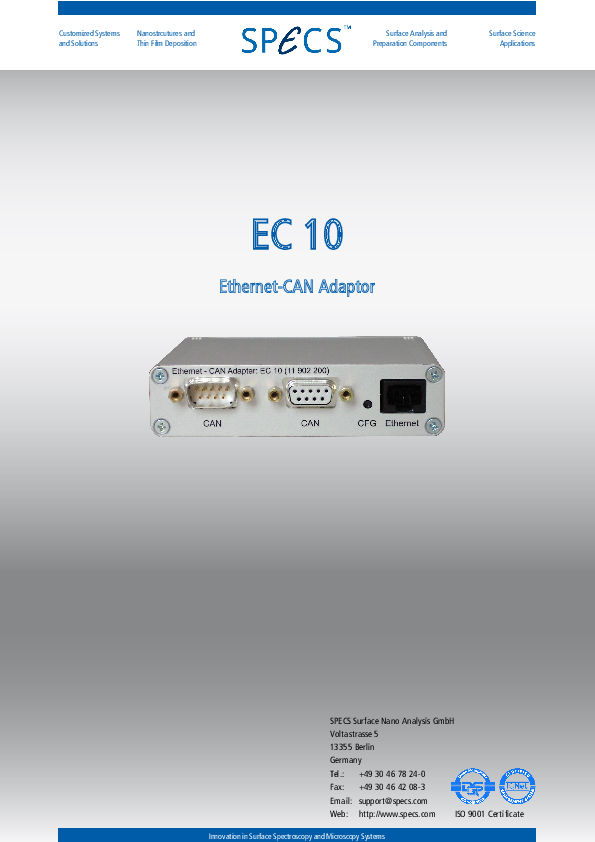 EC 10 Ethernet-CAN Adaptor EC 10 Ethernet-CAN Adaptor