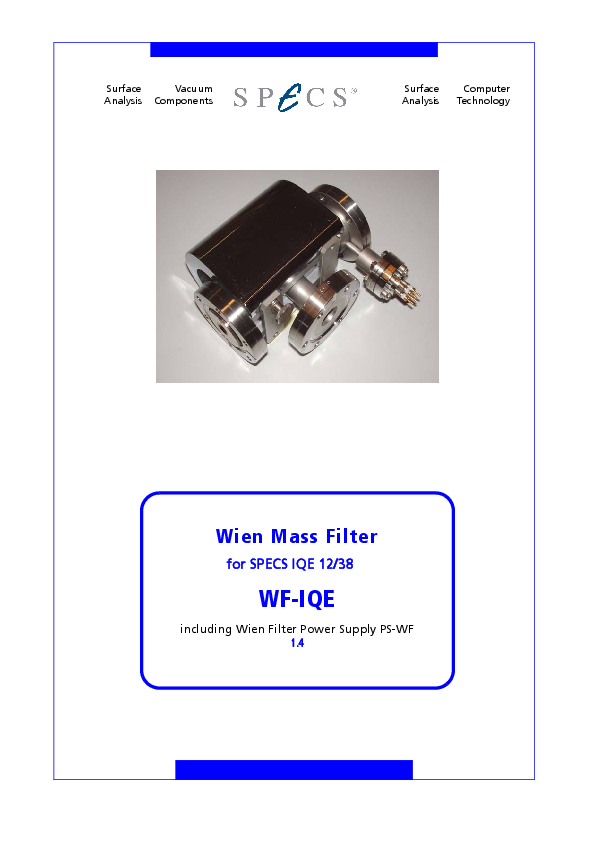 Wien Mass Filter for SPECS IQE 12/38 WF-IQE Wien Mass Filter for SPECS IQE 12/38 WF-IQE