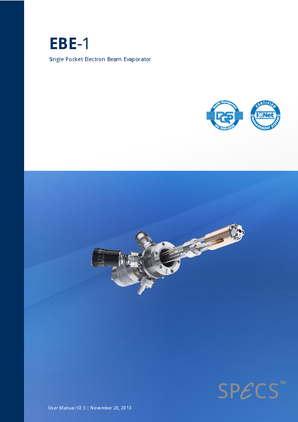 EBE-1 Single Pocket Electron Beam Evaporator EBE-1 Single Pocket Electron Beam Evaporator