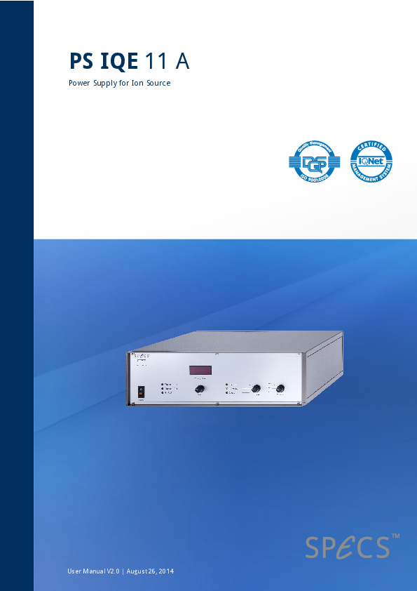 PS IQE 11 A Power Supply for Ion Source PS IQE 11 A Power Supply for Ion Source
