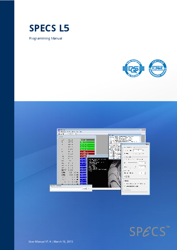 SPECS L5 Programming Manual SPECS L5 Programming Manual