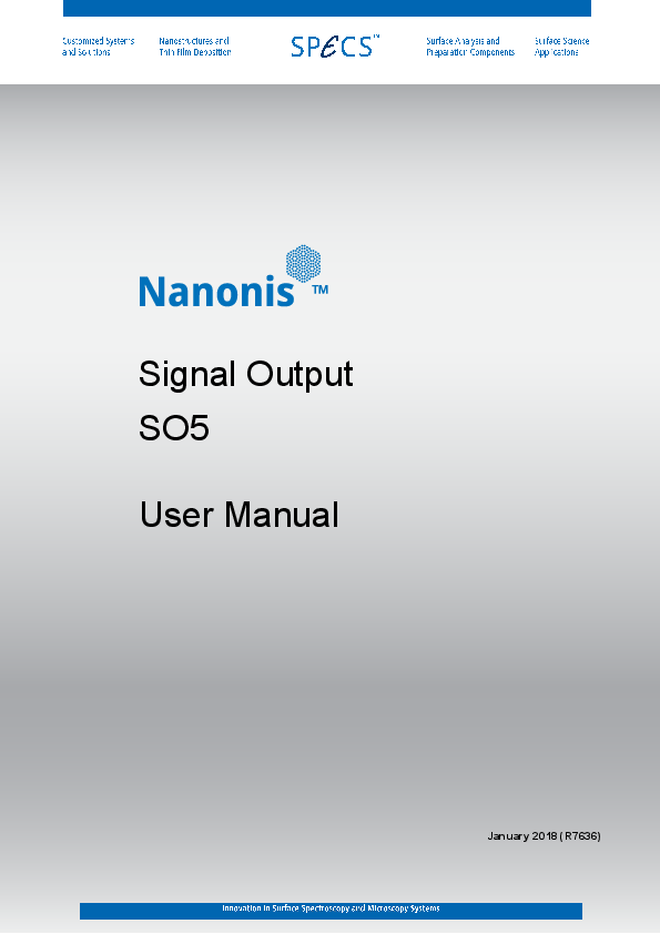 Nanonis Signal Output Interface SO5 Nanonis Signal Output Interface SO5