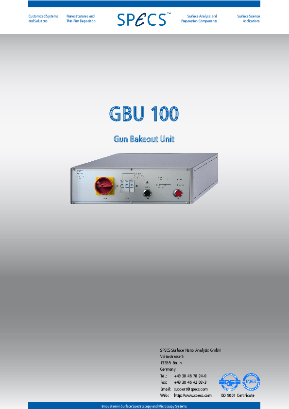 GBU 100 Gun Bakeout Unit GBU 100 Gun Bakeout Unit
