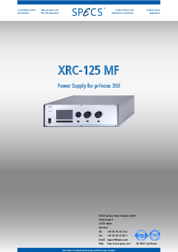 XRC-125 MF Power Supply for μ-Focus 350 XRC-125 MF Power Supply for μ-Focus 350