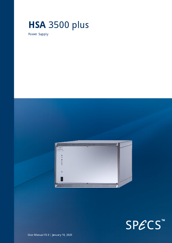 HSA 3500plus Power Supply HSA 3500plus Power Supply
