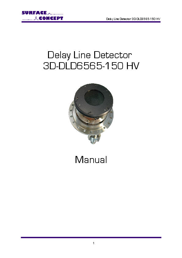 Delay Line Detector 3D-DLD6565-150 HV Delay Line Detector 3D-DLD6565-150 HV