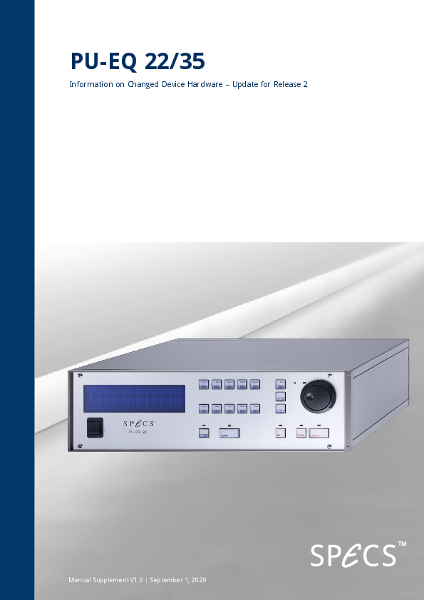 Power supply for electron gun EQ 22/35 - Manual Supplement Power supply for electron gun EQ 22/35 - Manual Supplement
