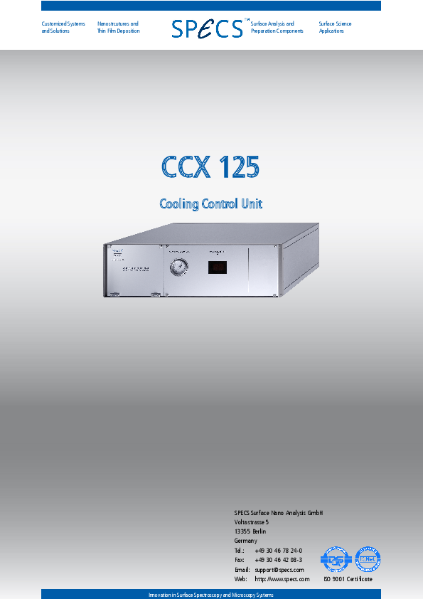 CCX 125 Cooling Control Unit CCX 125 Cooling Control Unit